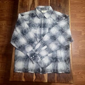 YoungLA Black & White Washed Plaid Flannel